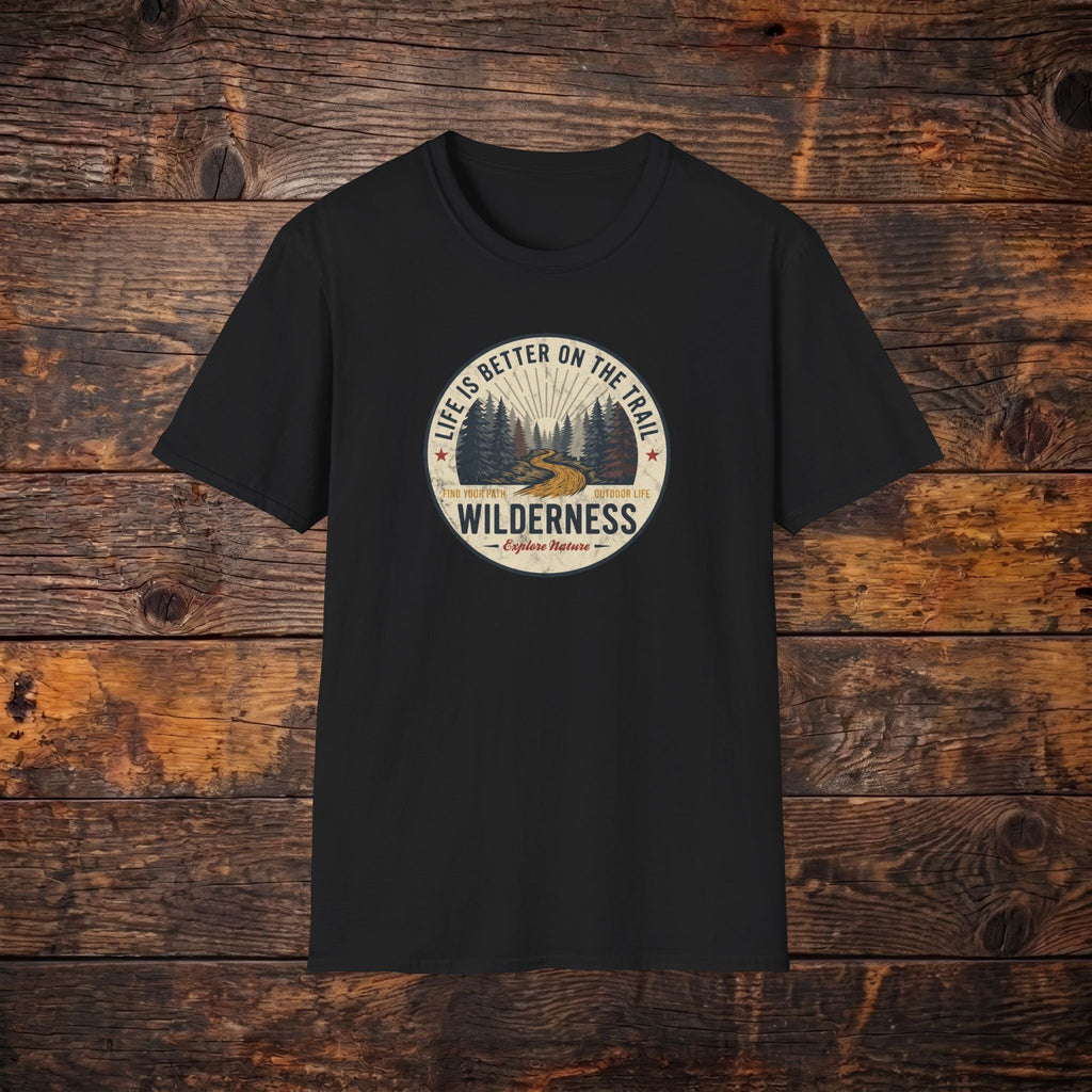 Wilderness Trail T-Shirt — "Life Is Better On The Trail" Vintage Outdoor Tee