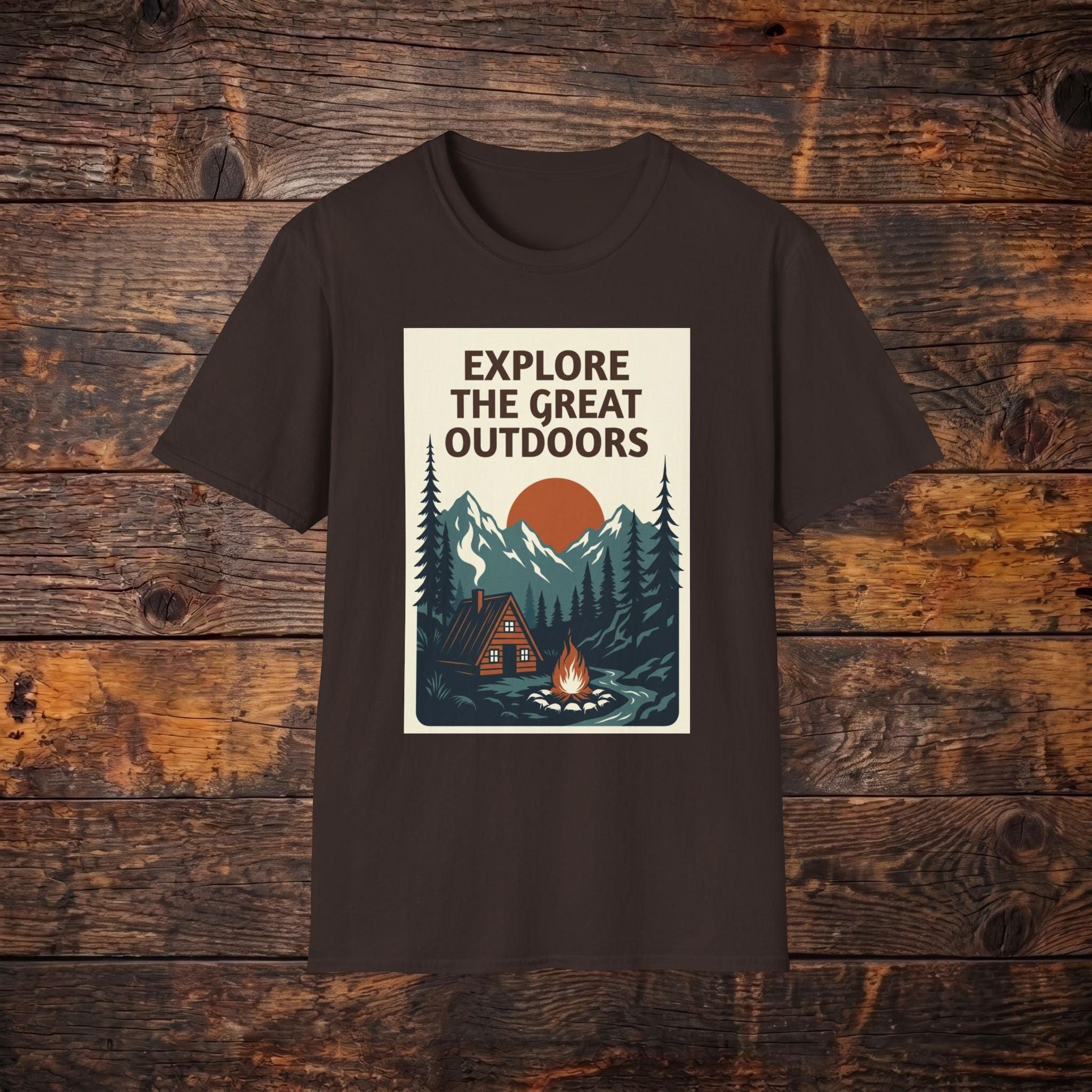 Explore The Great Outdoors T-Shirt — Vintage Mountain Camping Tee