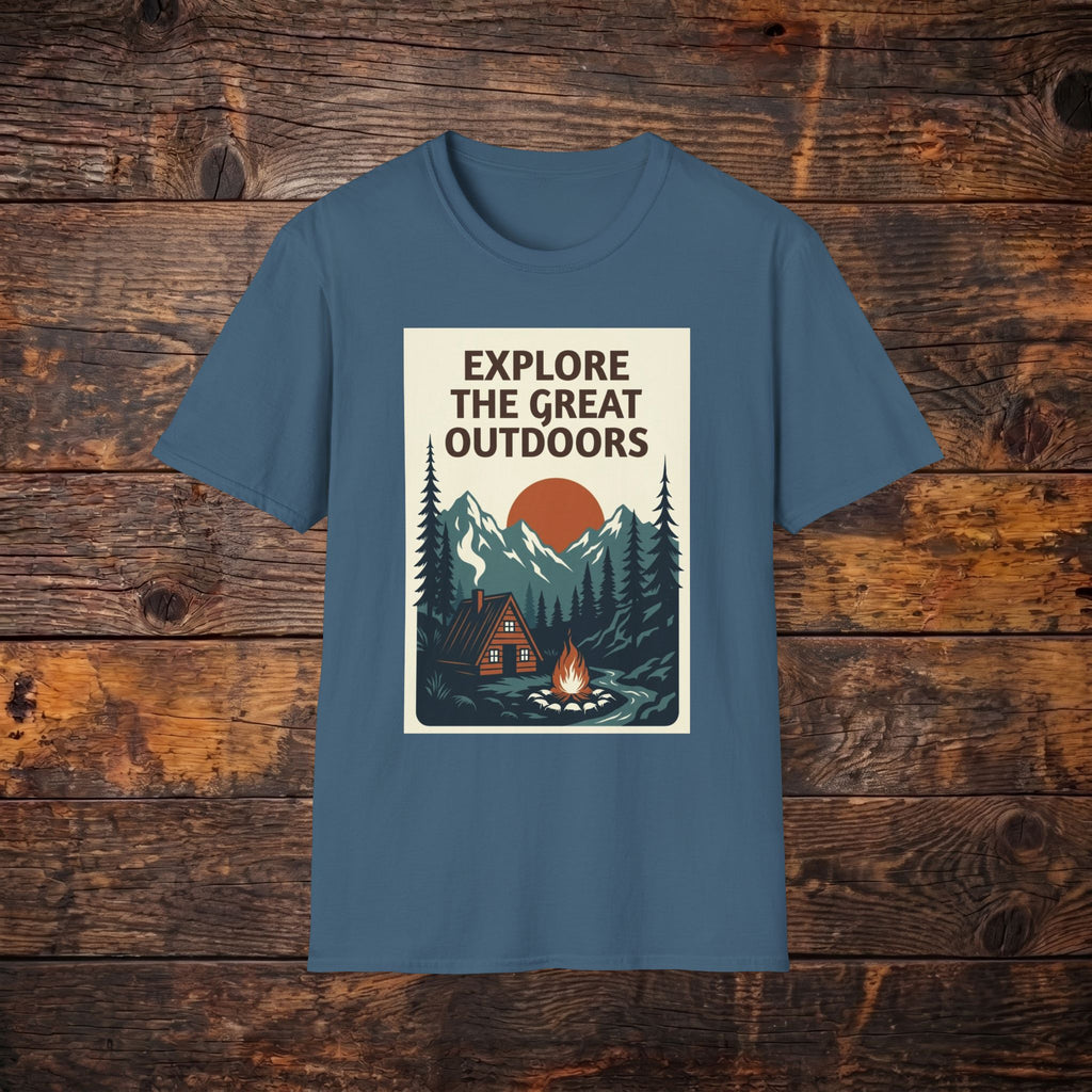 Explore The Great Outdoors T-Shirt — Vintage Mountain Camping Tee