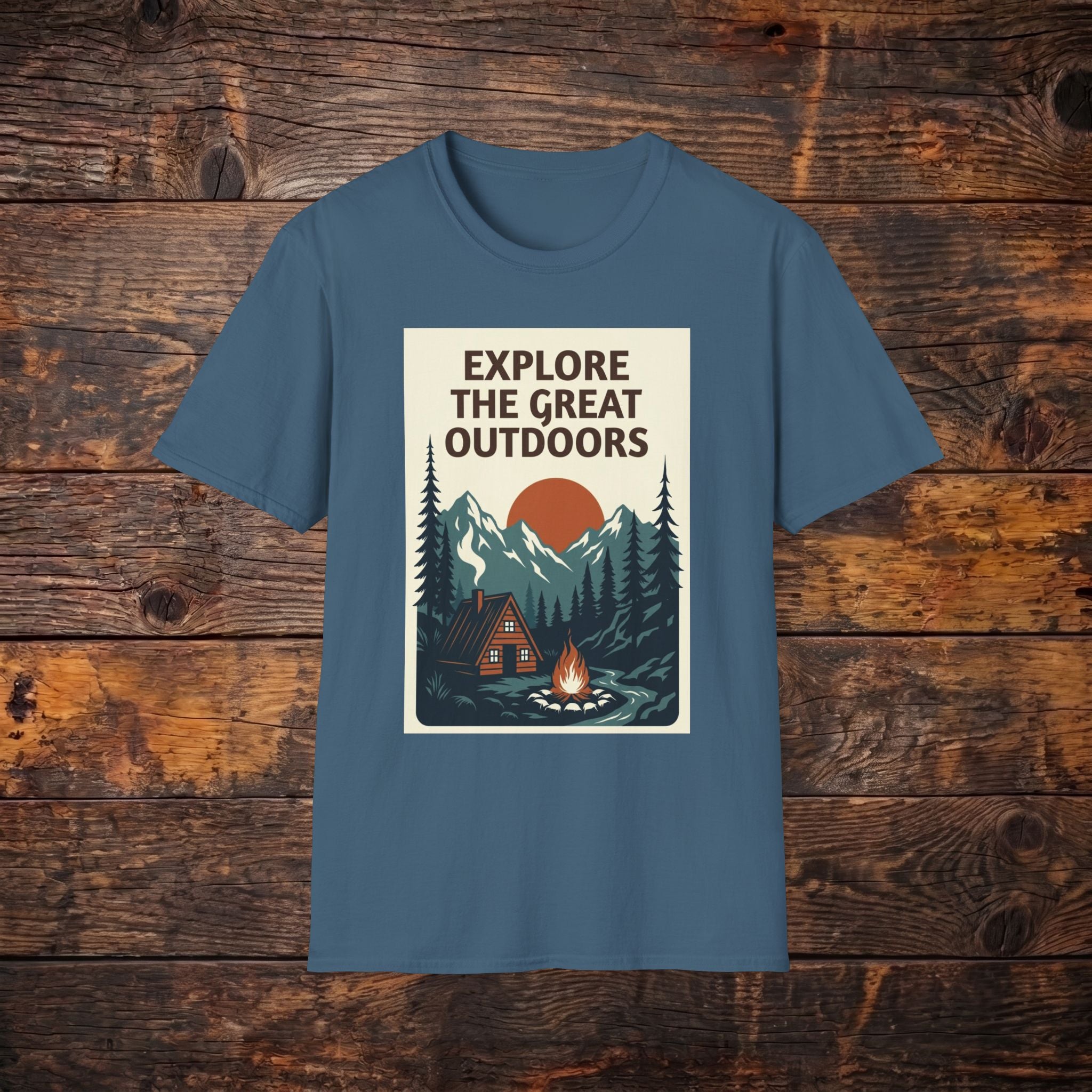 Explore The Great Outdoors T-Shirt — Vintage Mountain Camping Tee