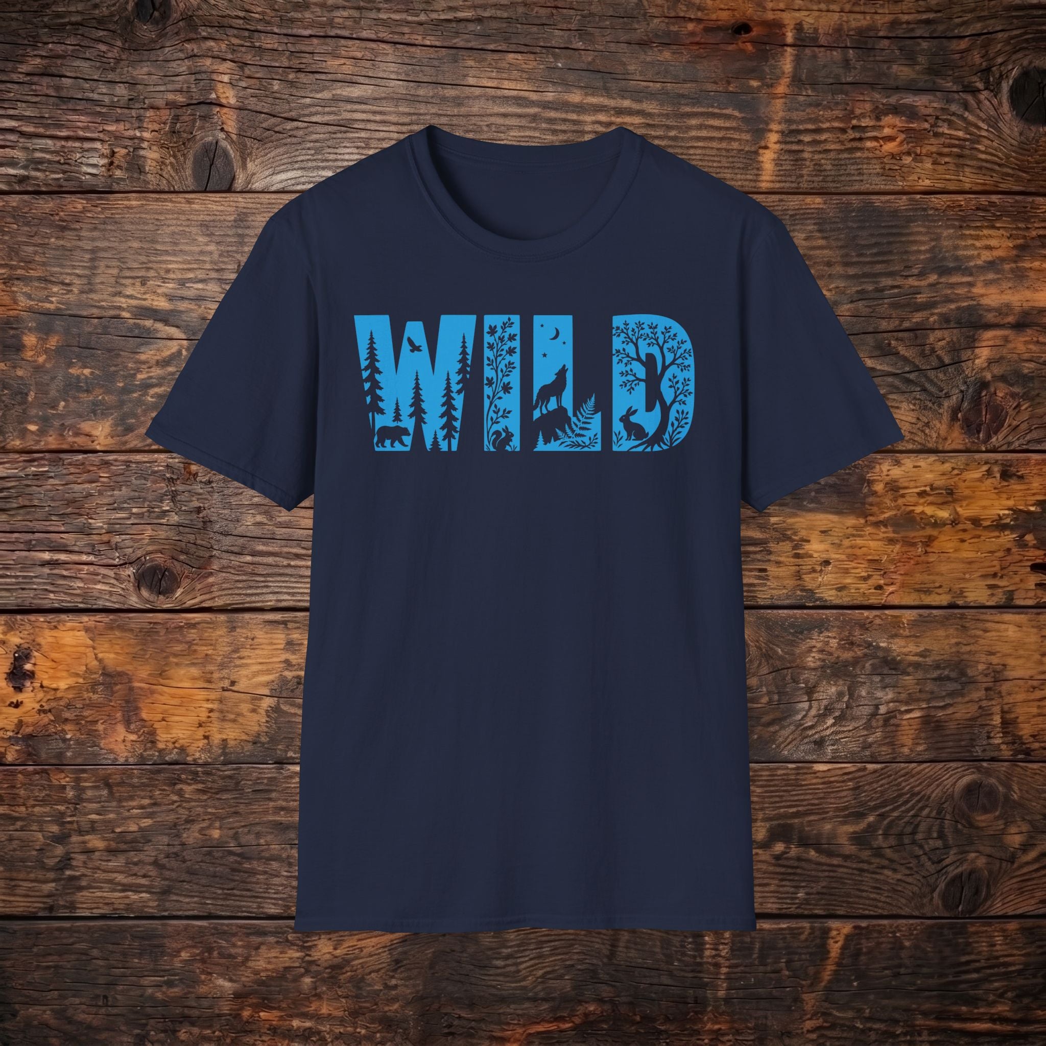 WILD Nature Graphic T-Shirt — Blue Wilderness Lettering