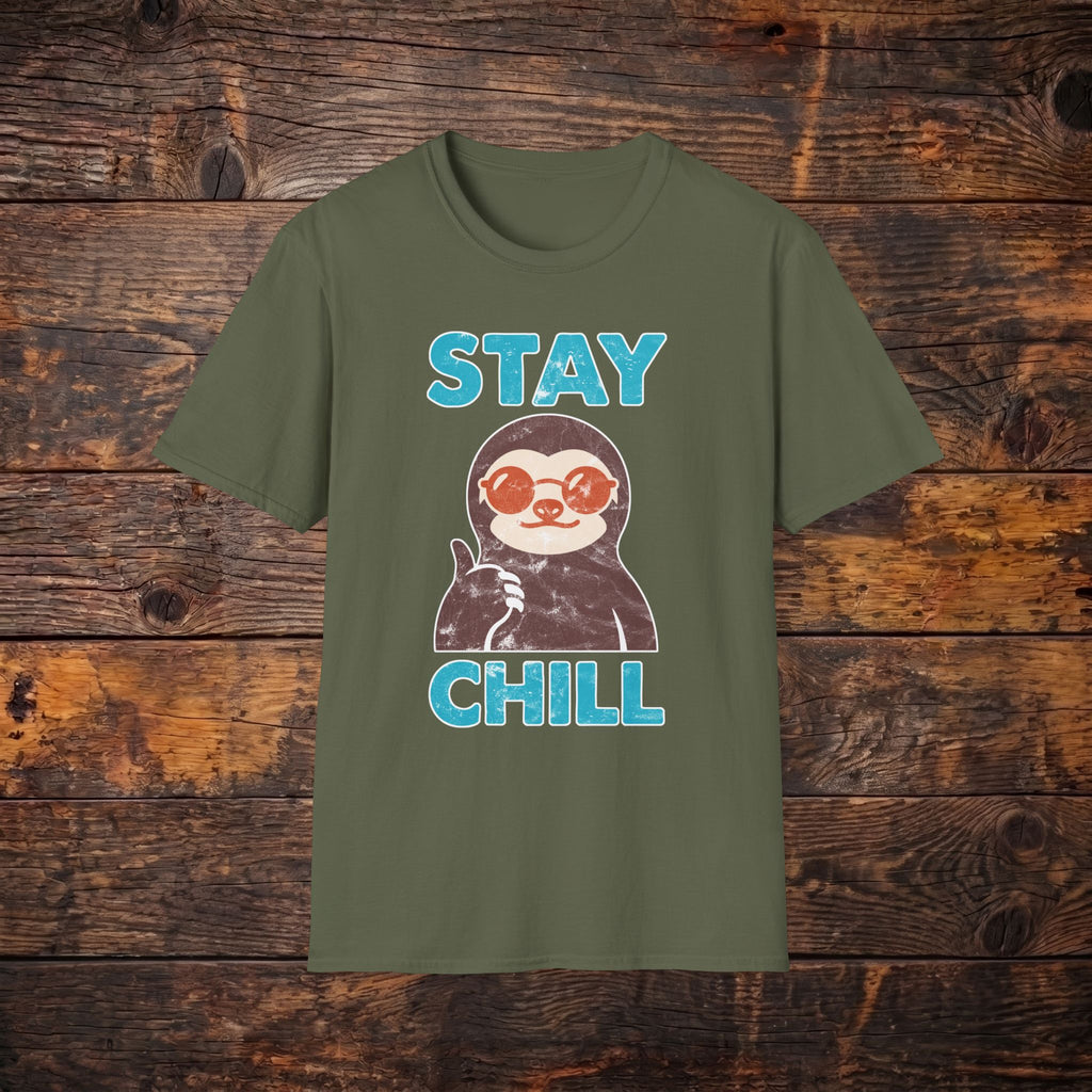 Stay Chill Sloth T-Shirt — Cute Relaxed Graphic Tee